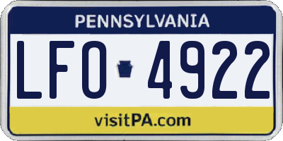 PA license plate LFO4922