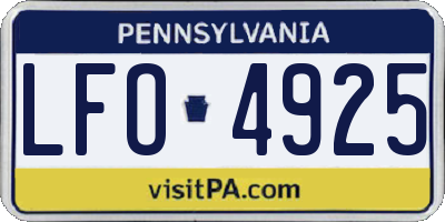 PA license plate LFO4925