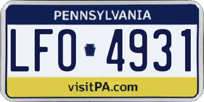 PA license plate LFO4931