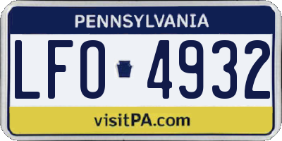 PA license plate LFO4932