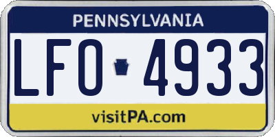 PA license plate LFO4933