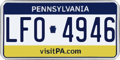 PA license plate LFO4946