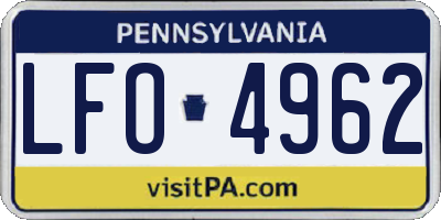PA license plate LFO4962
