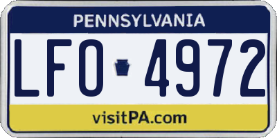 PA license plate LFO4972