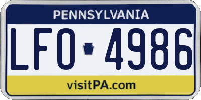 PA license plate LFO4986