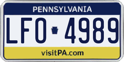 PA license plate LFO4989