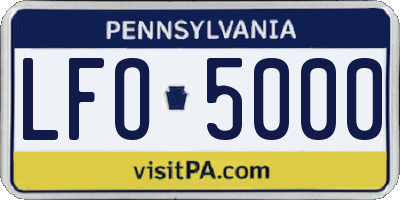 PA license plate LFO5000