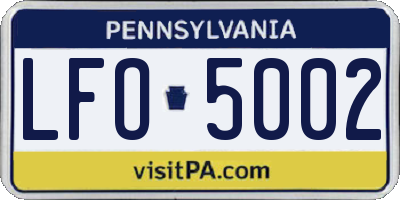 PA license plate LFO5002