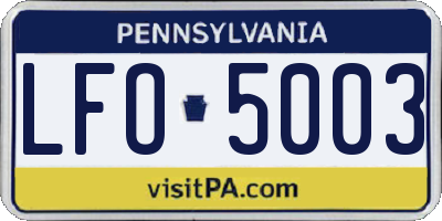 PA license plate LFO5003