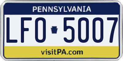 PA license plate LFO5007