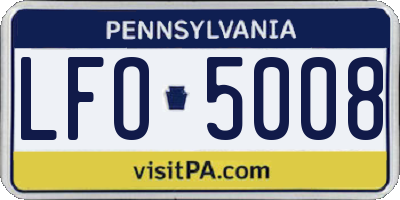 PA license plate LFO5008