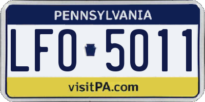 PA license plate LFO5011