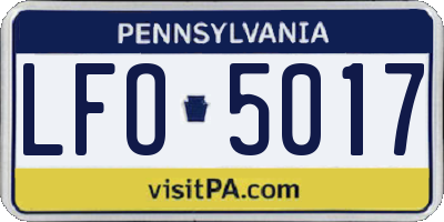 PA license plate LFO5017