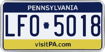 PA license plate LFO5018