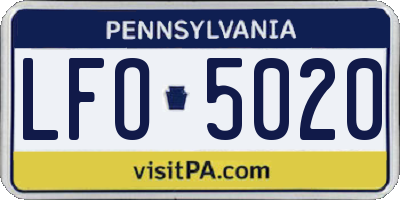 PA license plate LFO5020