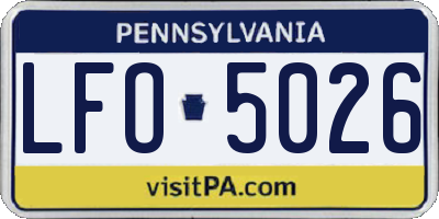 PA license plate LFO5026