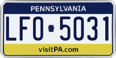 PA license plate LFO5031