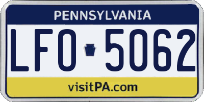 PA license plate LFO5062