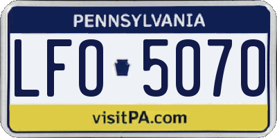 PA license plate LFO5070