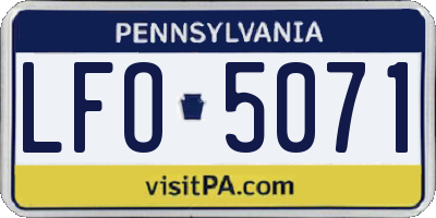 PA license plate LFO5071