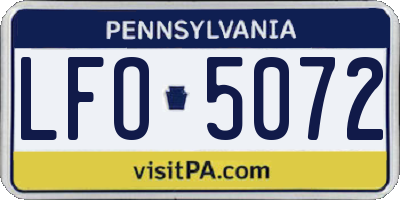 PA license plate LFO5072