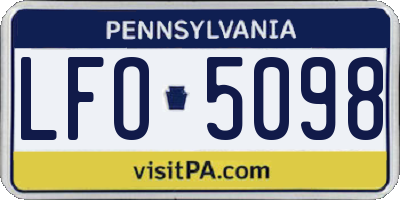 PA license plate LFO5098