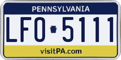 PA license plate LFO5111