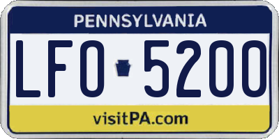 PA license plate LFO5200