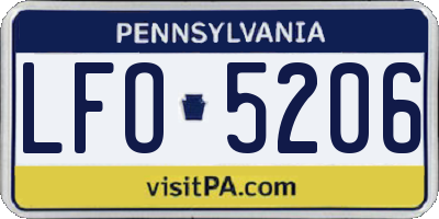 PA license plate LFO5206