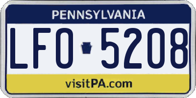 PA license plate LFO5208