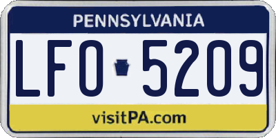 PA license plate LFO5209