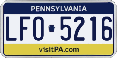 PA license plate LFO5216