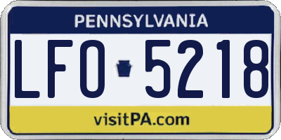 PA license plate LFO5218