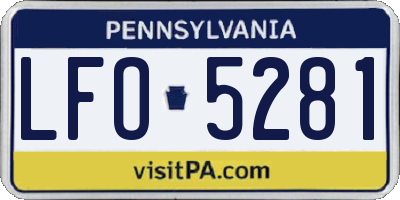 PA license plate LFO5281
