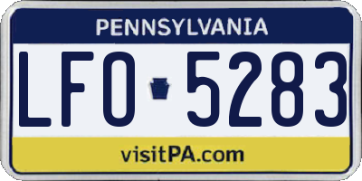 PA license plate LFO5283