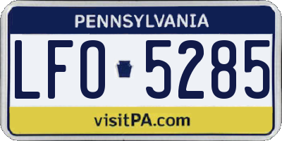 PA license plate LFO5285