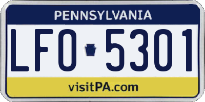 PA license plate LFO5301