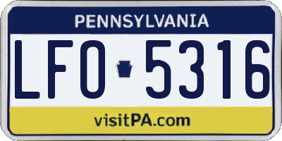 PA license plate LFO5316