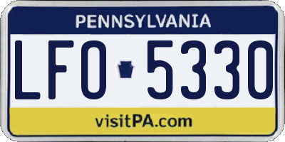 PA license plate LFO5330