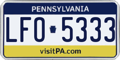 PA license plate LFO5333