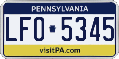 PA license plate LFO5345