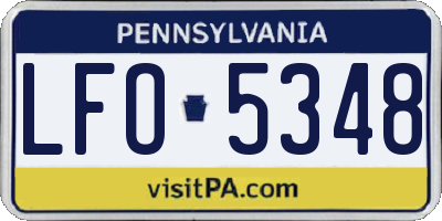 PA license plate LFO5348