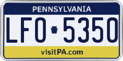 PA license plate LFO5350