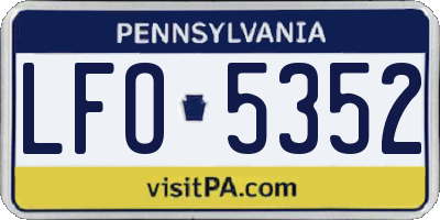 PA license plate LFO5352