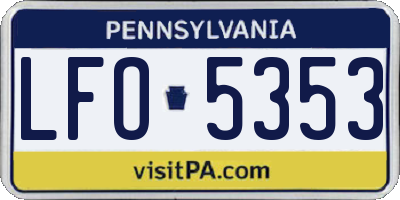 PA license plate LFO5353
