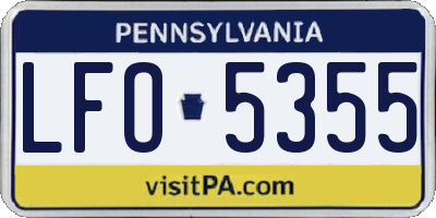 PA license plate LFO5355