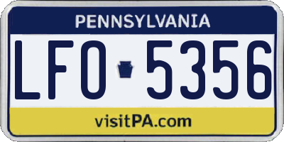 PA license plate LFO5356