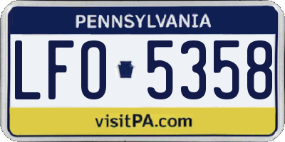 PA license plate LFO5358