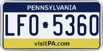 PA license plate LFO5360