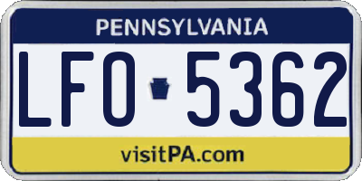 PA license plate LFO5362